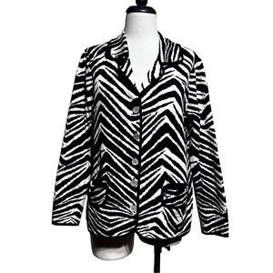 Chico's Zebra Print Cardigan Silk Sweater Animal Print  Size Large